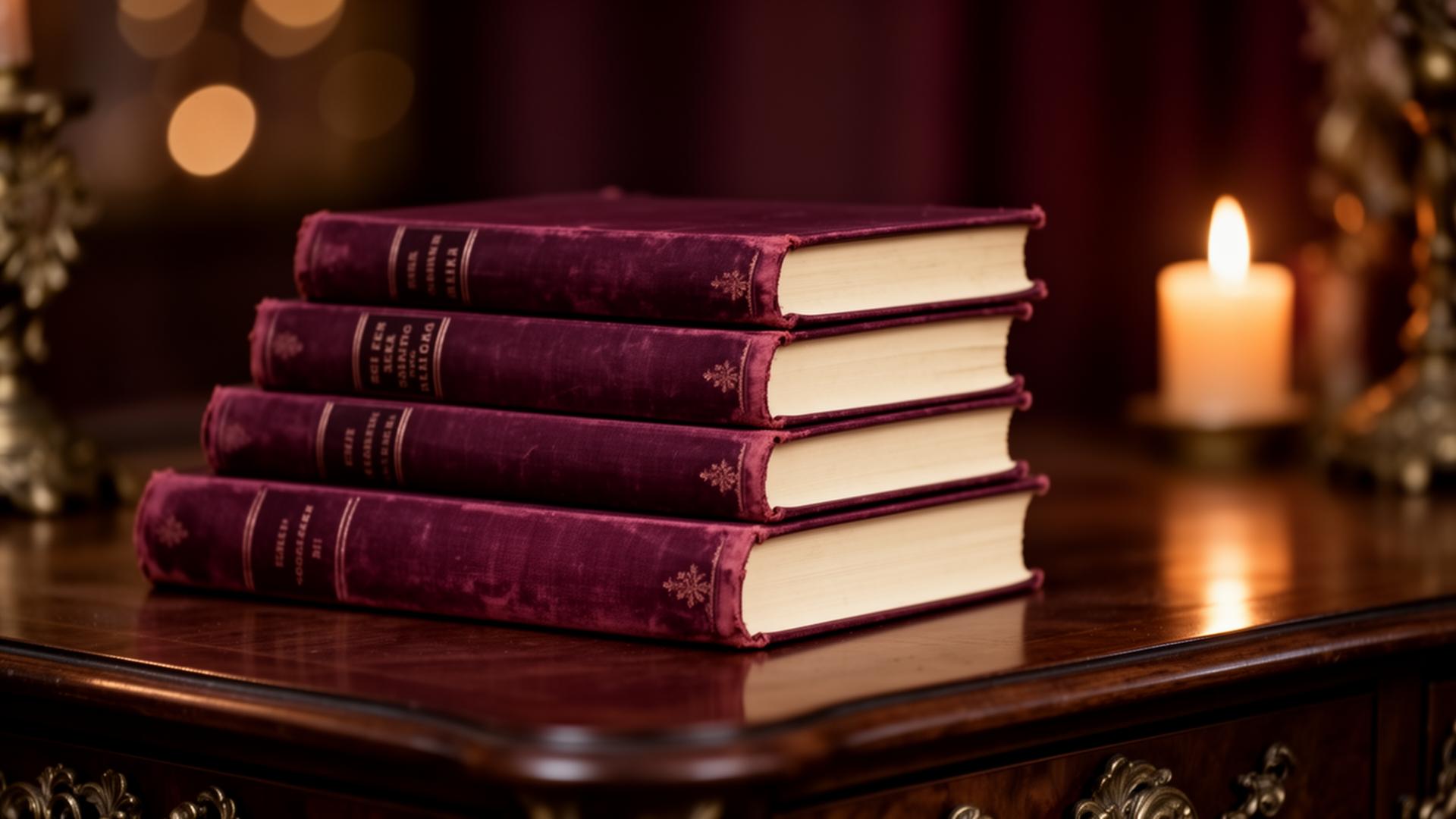 A stack of well-worn books in warm light, evoking the Book Ascendancy reading community